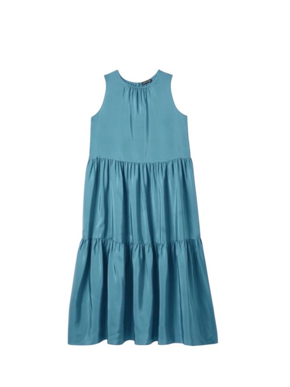 Eileen Fisher Teal Sleeveless Tiered Maxi Dress - Picture 2 of 5